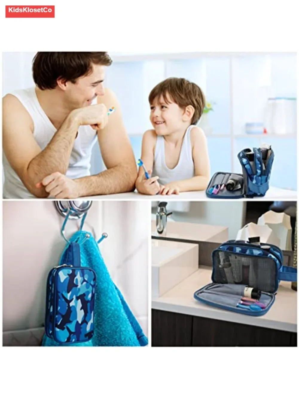 Kids Waterproof Hanging Toiletry Bag Travel Wash Bag Polyester